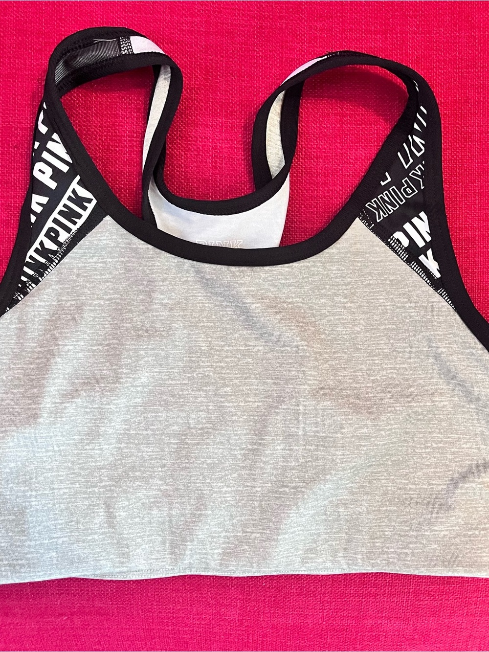 Victoria's Secret PINK Light Gray Sports Bra with Black Trim